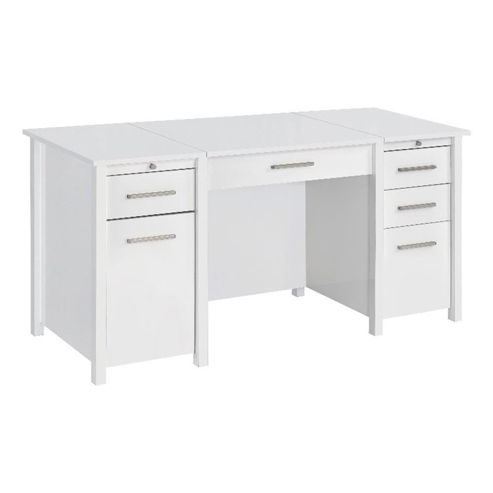 BOWERY HILL Contemporary Wood Lift Top Home Office Desk in White