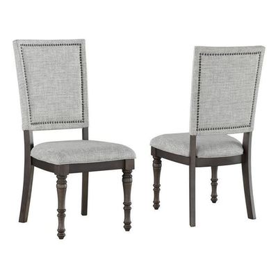 BOWERY HILL Traditional Sagebrush Upholstered Back Dining Chair in Gray (Set of 2)