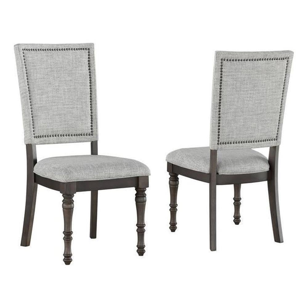 BOWERY HILL Traditional Sagebrush Upholstered Back Dining Chair in Gray (Set of 2)