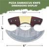 HUNTLUX Damascus Steel Alaskan Ulu with Sheath, 6" Rocker Pizza Cutter & Mezzaluna Chopper, Authentic Inuit Eskimo Design, Non-Slip Handle view 4