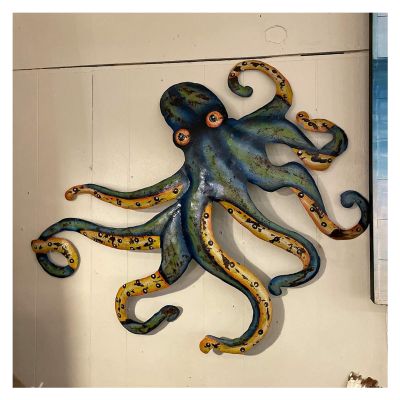 ZGSYH Octopus Wall Hanging Wall Decor - Hand Hammered and Painted Recycled Metal Octopus Wall Hanging,Home Dcor Products,Wall Sculptures for Home & Kitchen