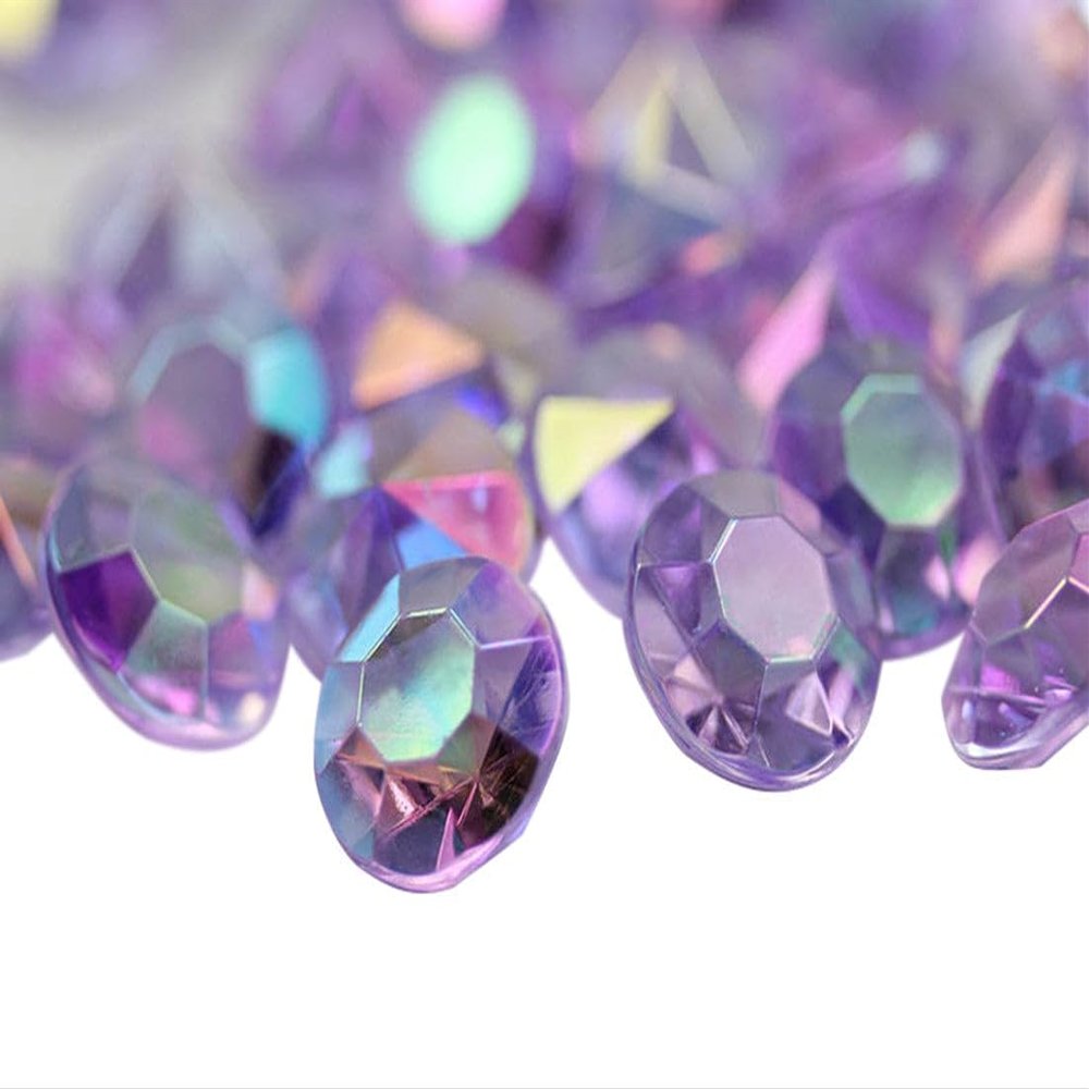Allstarco 50PCS 20mm Purple Lilac 25 Carats Acrylic Diamond Confetti AB Coating for Table Scatter Wedding Decorations Vase Fillers