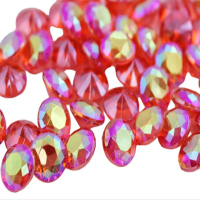 Allstarco 200PCS 12mm Light Red AB Carats Acrylic Diamond Confetti AB Coating for Table Scatter Wedding Decorations Vase Fillers