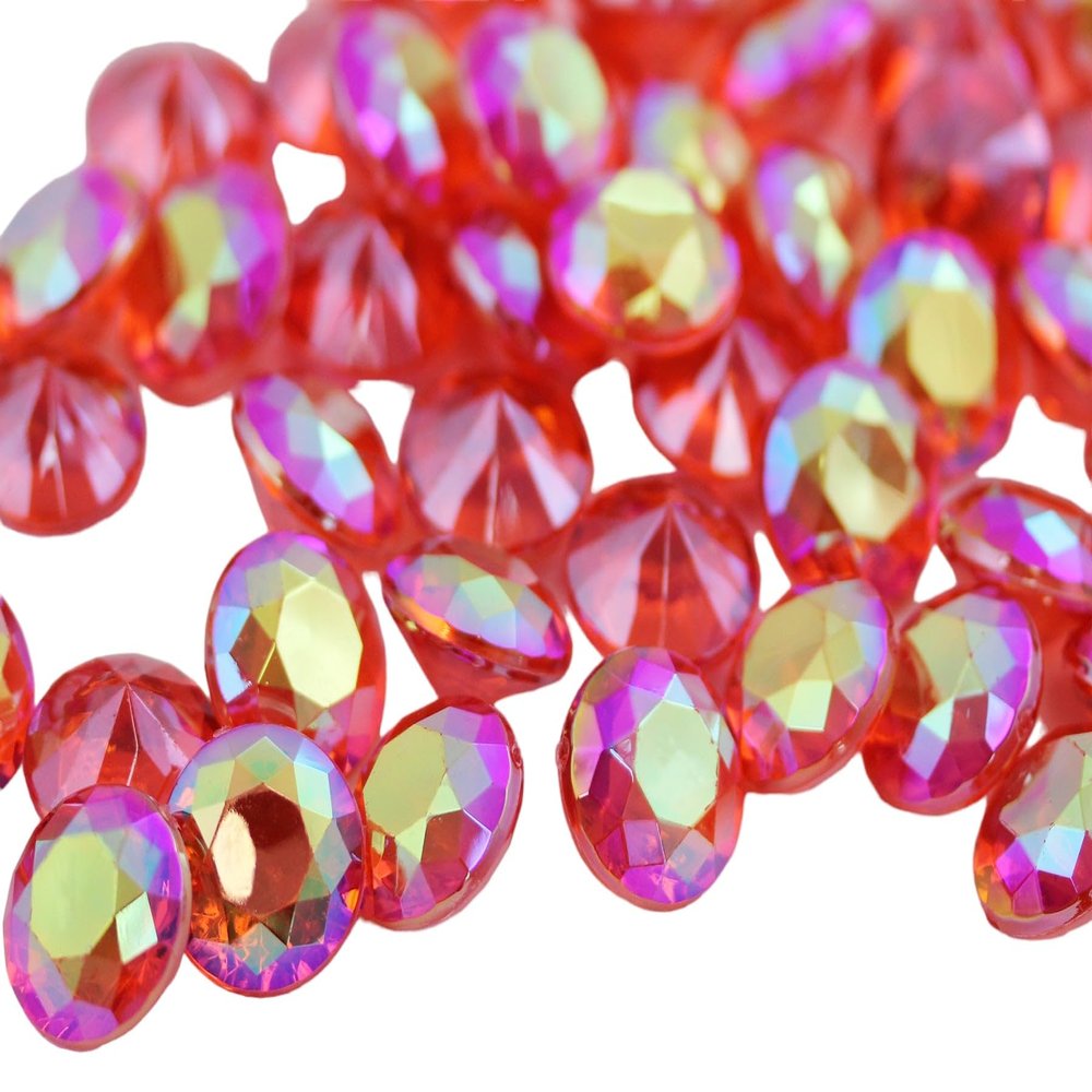 Allstarco 200PCS 12mm Light Red AB Carats Acrylic Diamond Confetti AB Coating for Table Scatter Wedding Decorations Vase Fillers