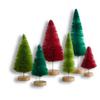 Bottle Brush Trees Set of 6 Classic. Artisan Hand-Dyed, Classic Red Green Christmas, Winter Mantel Decor, Home Office Bookshelf, Tabletop (Classic) view 1