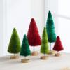 Bottle Brush Trees Set of 6 Classic. Artisan Hand-Dyed, Classic Red Green Christmas, Winter Mantel Decor, Home Office Bookshelf, Tabletop (Classic) view 2