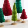 Bottle Brush Trees Set of 6 Classic. Artisan Hand-Dyed, Classic Red Green Christmas, Winter Mantel Decor, Home Office Bookshelf, Tabletop (Classic) view 3