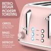 Mueller Retro Toaster 4 Slice with Extra Wide Slots Bagel, Defrost, and Cancel Function, 6 Browning Levels, Dual Independent Controls, Removable Crumb Tray and High Lift Levers, Pink view 2