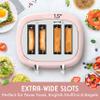 Mueller Retro Toaster 4 Slice with Extra Wide Slots Bagel, Defrost, and Cancel Function, 6 Browning Levels, Dual Independent Controls, Removable Crumb Tray and High Lift Levers, Pink view 3