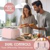Mueller Retro Toaster 4 Slice with Extra Wide Slots Bagel, Defrost, and Cancel Function, 6 Browning Levels, Dual Independent Controls, Removable Crumb Tray and High Lift Levers, Pink view 4