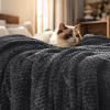 PHF Ultra Soft Flannel Fleece Throw Blanket, Lightweight 3D Jacquard Fleece Blanket, No Shedding, No Pilling, Luxury 340GSM Aesthetic Fluffy Cozy Throws for Couch Room Decor, 50"x60", Dark Grey view 1