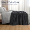 PHF Ultra Soft Flannel Fleece Throw Blanket, Lightweight 3D Jacquard Fleece Blanket, No Shedding, No Pilling, Luxury 340GSM Aesthetic Fluffy Cozy Throws for Couch Room Decor, 50"x60", Dark Grey view 3