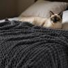 PHF Ultra Soft Flannel Fleece Throw Blanket, Lightweight 3D Jacquard Fleece Blanket, No Shedding, No Pilling, Luxury 340GSM Aesthetic Fluffy Cozy Throws for Couch Room Decor, 50"x60", Dark Grey view 4