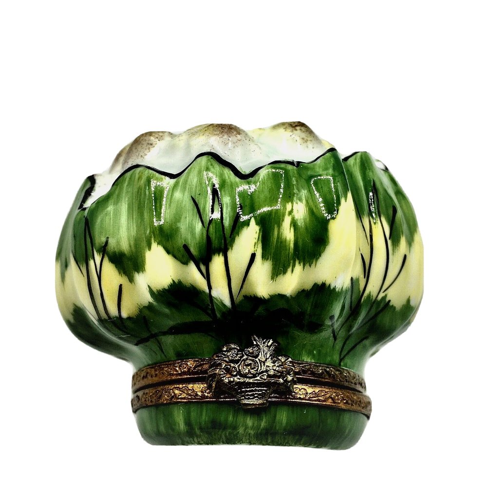 Authentic French Limoges Porcelain Trinket Box COLIFLOWER Hand painted