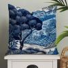MangGou Daintree Tree Chinoiserie Style Pillow Case White Blue Indigo Euro Sham Pillow Cover Asian Cushion Cover 26x26in Accent Pillowcase Rustic Home Decor for Sofa Living Room Bedroom view 1