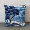MangGou Daintree Tree Chinoiserie Style Pillow Case White Blue Indigo Euro Sham Pillow Cover Asian Cushion Cover 26x26in Accent Pillowcase Rustic Home Decor for Sofa Living Room Bedroom view 2