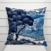 MangGou Daintree Tree Chinoiserie Style Pillow Case White Blue Indigo Euro Sham Pillow Cover Asian Cushion Cover 26x26in Accent Pillowcase Rustic Home Decor for Sofa Living Room Bedroom view 3