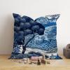 MangGou Daintree Tree Chinoiserie Style Pillow Case White Blue Indigo Euro Sham Pillow Cover Asian Cushion Cover 26x26in Accent Pillowcase Rustic Home Decor for Sofa Living Room Bedroom view 4
