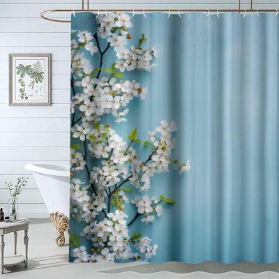 JOSUE Shower Curtain, Green,Blue Shower Curtains for Bathroom,Waterproof Quick-Dry Polyester Fabric Shower Curtain with 12 Hooks - 120x180cm(47x71in)