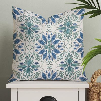 MangGou Blue Lotus Blue and White Euro Sham Pillow Covers Chinoiserie Style Pillow Case Asian Throw Pillow Cushion Cover 20x20in Farmhouse Pillowcase Home Decor for Couch Bedroom Living Room