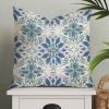 MangGou Blue Lotus Blue and White Euro Sham Pillow Covers Chinoiserie Style Pillow Case Asian Throw Pillow Cushion Cover 20x20in Farmhouse Pillowcase Home Decor for Couch Bedroom Living Room view 1