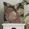 MangGou Floral Chinoiserie Style Pillow Case Black and Plum Euro Sham Pillow Cover Asian Cushion Cover 22x22in Accent Pillowcase Rustic Home Decor for Sofa Living Room Bedroom view 1