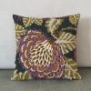 MangGou Floral Chinoiserie Style Pillow Case Black and Plum Euro Sham Pillow Cover Asian Cushion Cover 22x22in Accent Pillowcase Rustic Home Decor for Sofa Living Room Bedroom view 2