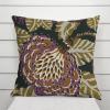 MangGou Floral Chinoiserie Style Pillow Case Black and Plum Euro Sham Pillow Cover Asian Cushion Cover 22x22in Accent Pillowcase Rustic Home Decor for Sofa Living Room Bedroom view 3