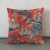 MangGou Royal Dynasty Red Navy Toile Euro Sham Pillow Covers Chinoiserie Style Pillow Case Asian Throw Pillow Cushion Cover 26x26in Farmhouse Pillowcase Home Decor for Couch Sofa Bed Car view 2