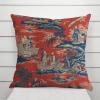 MangGou Royal Dynasty Red Navy Toile Euro Sham Pillow Covers Chinoiserie Style Pillow Case Asian Throw Pillow Cushion Cover 26x26in Farmhouse Pillowcase Home Decor for Couch Sofa Bed Car view 3
