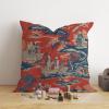 MangGou Royal Dynasty Red Navy Toile Euro Sham Pillow Covers Chinoiserie Style Pillow Case Asian Throw Pillow Cushion Cover 26x26in Farmhouse Pillowcase Home Decor for Couch Sofa Bed Car view 4
