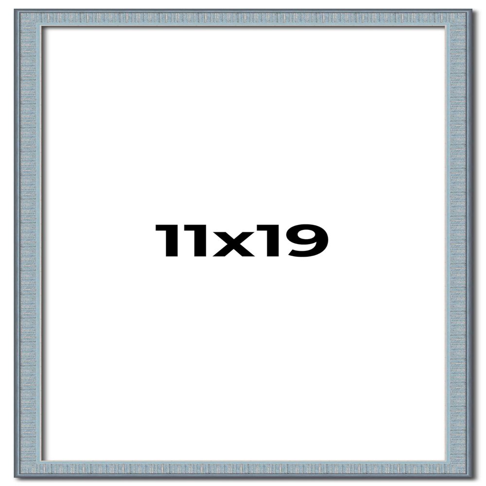 11x19 Frame Blue Scuffed Farm Board Solid Wood Picture Frame Width 0.75 Inches | Interior Depth 0.5 Inches | Kingsley Blue Frame with UV Acrylic, Foam Board Backing & Hanging Hardware