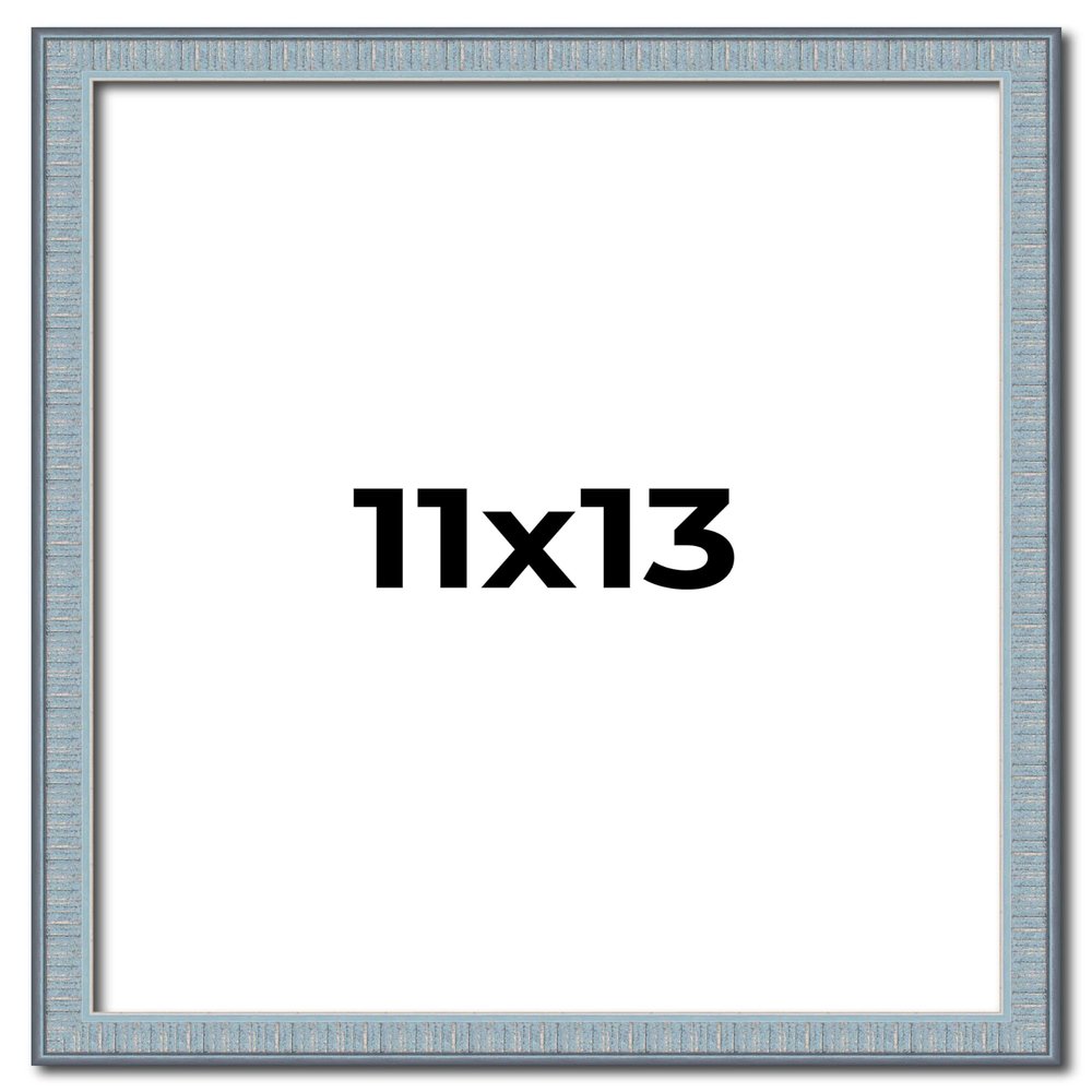 11x13 Frame Blue Scuffed Farm Board Solid Wood Picture Frame Width 0.75 Inches | Interior Depth 0.5 Inches | Kingsley Blue Frame with UV Acrylic, Foam Board Backing & Hanging Hardware