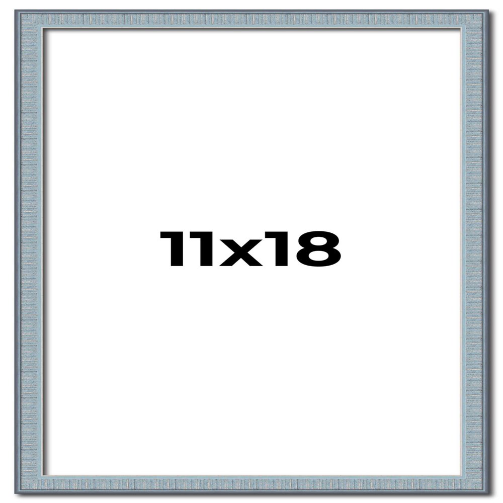 11x18 Frame Blue Scuffed Farm Board Solid Wood Picture Frame Width 0.75 Inches | Interior Depth 0.5 Inches | Kingsley Blue Frame with UV Acrylic, Foam Board Backing & Hanging Hardware