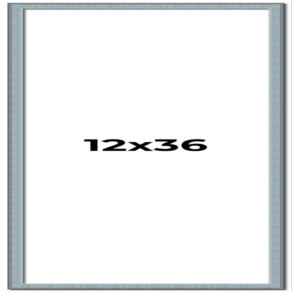 12x36 Frame Blue Scuffed Farm Board Solid Wood Picture Frame Width 0.75 Inches | Interior Depth 0.5 Inches | Kingsley Blue Frame with UV Acrylic, Foam Board Backing & Hanging Hardware
