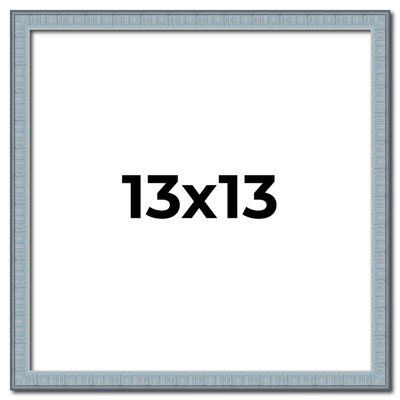 13x13 Frame Blue Scuffed Farm Board Solid Wood Picture Frame Width 0.75 Inches | Interior Depth 0.5 Inches | Kingsley Blue Frame with UV Acrylic, Foam Board Backing & Hanging Hardware