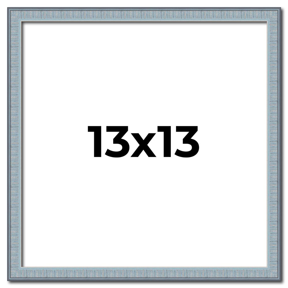 13x13 Frame Blue Scuffed Farm Board Solid Wood Picture Frame Width 0.75 Inches | Interior Depth 0.5 Inches | Kingsley Blue Frame with UV Acrylic, Foam Board Backing & Hanging Hardware