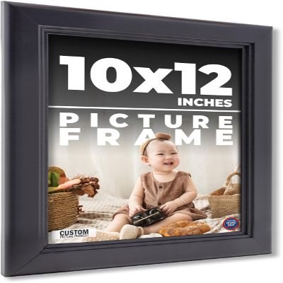 10x12 Frame Black Passaggi Solid Wood Picture Frame Width 1.5 Inches | Interior Depth 0.5 Inches | Passaggi Nero Modern Photo Frame Complete with UV Acrylic, Foam Board Backing & Hanging Hardware