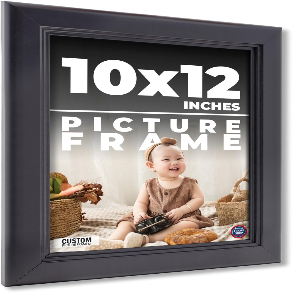 10x12 Frame Black Passaggi Solid Wood Picture Frame Width 1.5 Inches | Interior Depth 0.5 Inches | Passaggi Nero Modern Photo Frame Complete with UV Acrylic, Foam Board Backing & Hanging Hardware