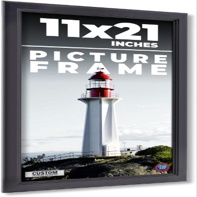 11x21 Frame Black Passaggi Solid Wood Picture Frame Width 1.5 Inches | Interior Depth 0.5 Inches | Passaggi Nero Modern Photo Frame Complete with UV Acrylic, Foam Board Backing & Hanging Hardware