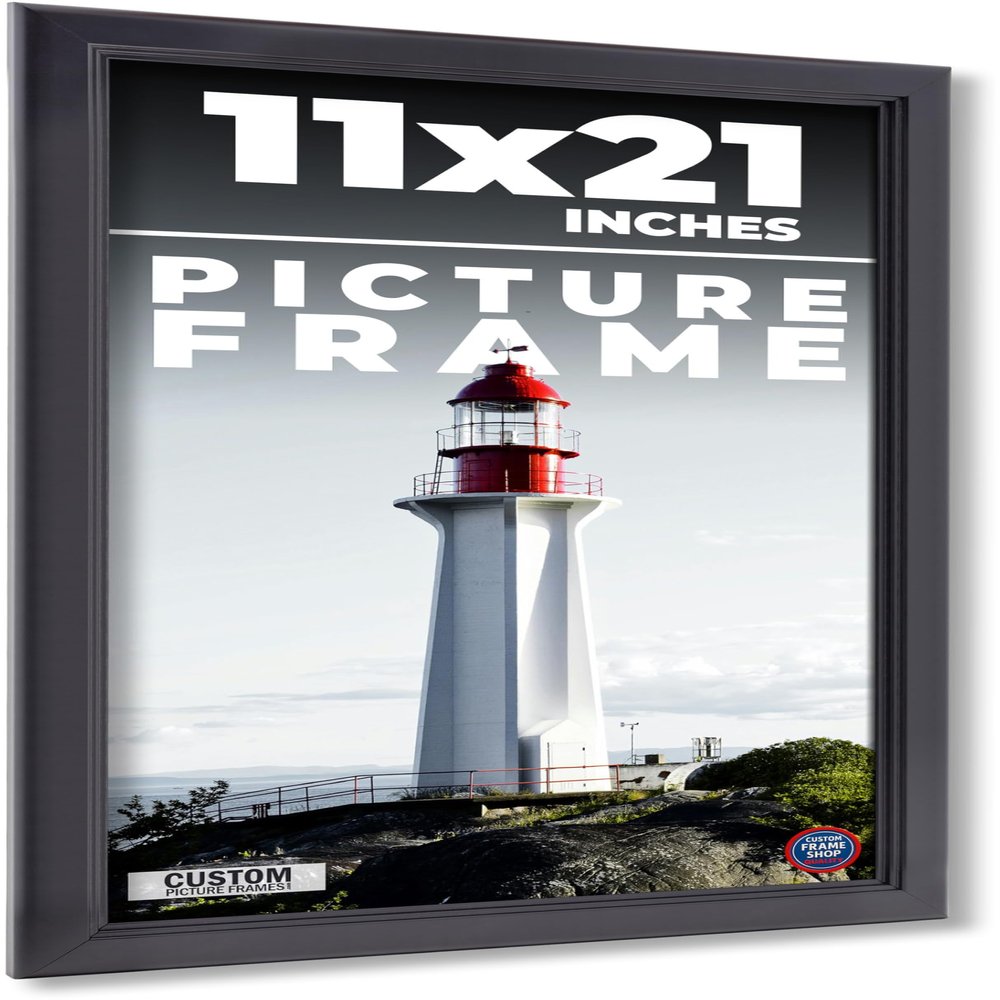 11x21 Frame Black Passaggi Solid Wood Picture Frame Width 1.5 Inches | Interior Depth 0.5 Inches | Passaggi Nero Modern Photo Frame Complete with UV Acrylic, Foam Board Backing & Hanging Hardware