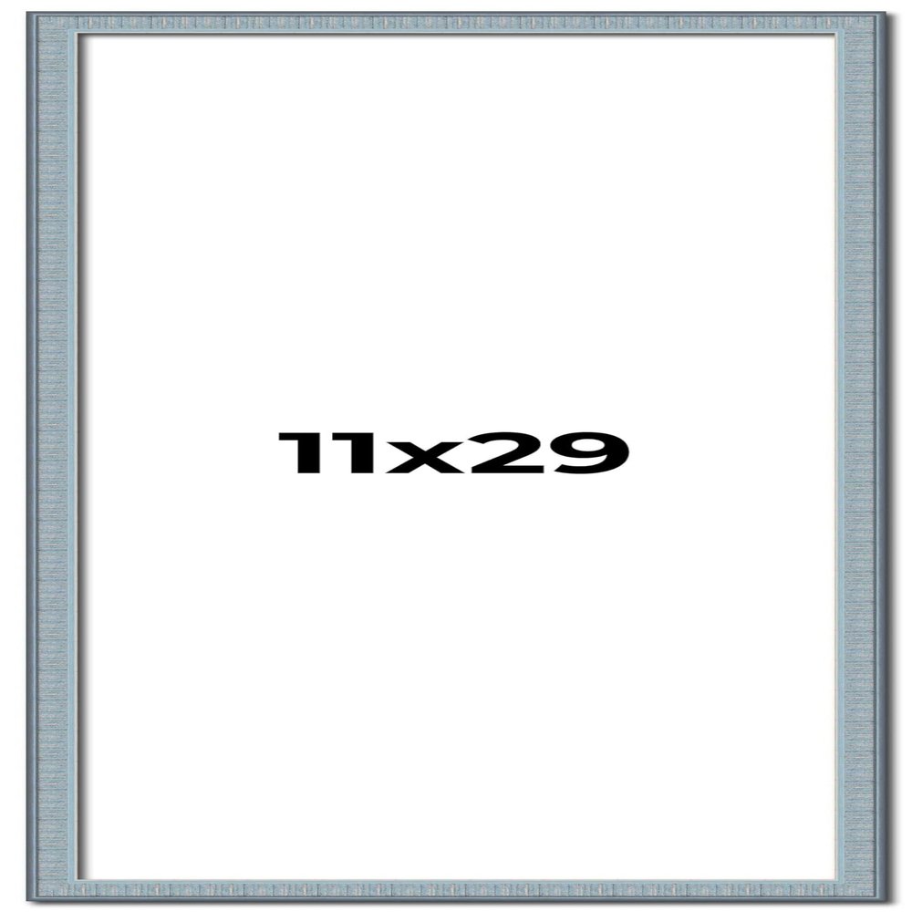 11x29 Frame Blue Scuffed Farm Board Solid Wood Picture Frame Width 0.75 Inches | Interior Depth 0.5 Inches | Kingsley Blue Frame with UV Acrylic, Foam Board Backing & Hanging Hardware