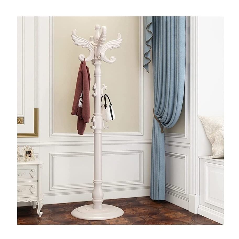 Coat Shelf Coat Rack Stand Coat Rack European Style Floor Standing Hat Coat Scarf Stand Hanger With Hooks Wooden Coat Rack Stand Coat Stand Coat Holder Coat Hat Rack ( Color : White , Size : 42*42*182