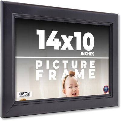 14x10 Frame Black Passaggi Solid Wood Picture Frame Width 1.5 Inches | Interior Depth 0.5 Inches | Passaggi Nero Modern Photo Frame Complete with UV Acrylic, Foam Board Backing & Hanging Hardware