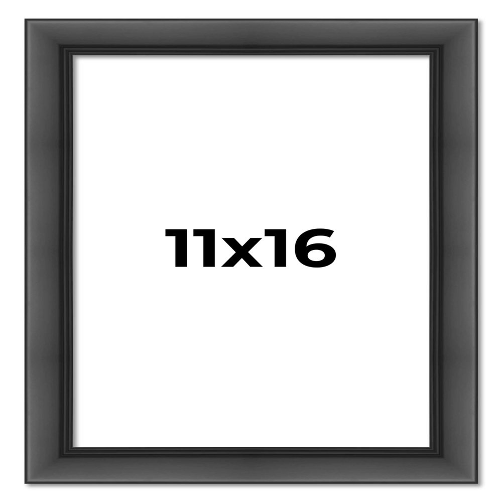 11x16 Frame Black Passaggi Solid Wood Picture Frame Width 1.5 Inches | Interior Frame Depth 0.5 Inches | Black Modern Photo Frame Complete with UV Acrylic, Foam Board Backing & Hanging Hardware