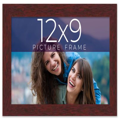 12x9 Frame Brown Solid Wood Picture Frame Width 0.75 Inches | Interior Frame Depth 0.5 Inches | Mogano Traditional Photo Frame Complete with UV Acrylic, Foam Board Backing & Hanging Hardware