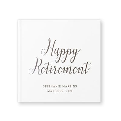 Retirement Book Retirement Party Gift Idea for Retiring Leaving Party, Photo Album Messages Book with Foil - White Silver (10x8)