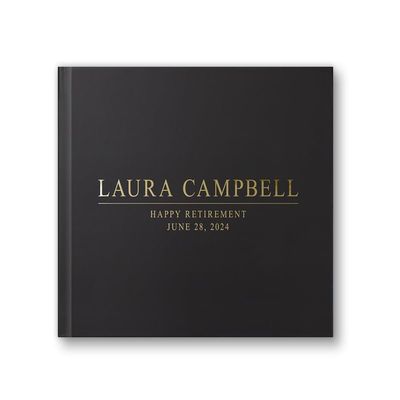 Retirement Guest Book Party Ideas, Custom Retirement Book Gift for Retirement Album, Leaving Gift with Foil - Black Gold (12x12)