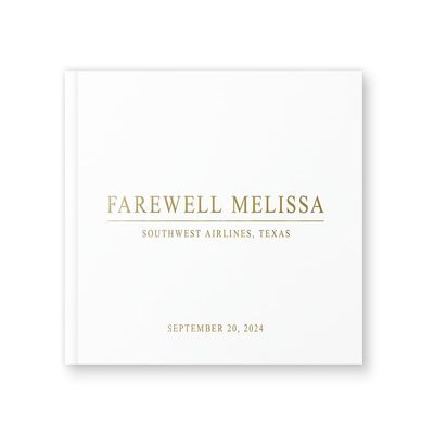 Custom Leaving Guest Book Retirement Gift for Leaving Party, Retirement Album Well Wishes Book - White Gold (10x8)