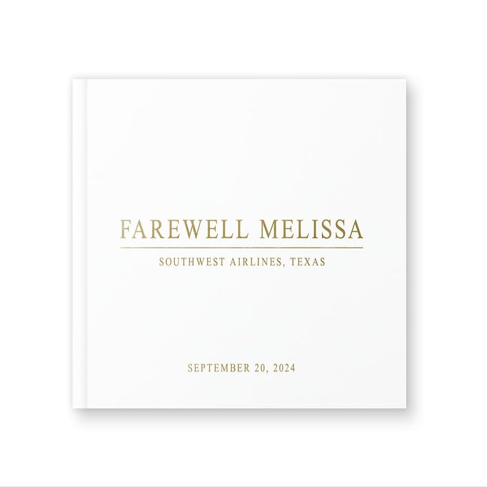 Custom Leaving Guest Book Retirement Gift for Leaving Party, Retirement Album Well Wishes Book - White Gold (10x8)